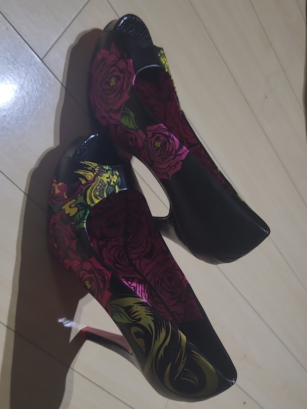 Iron Fist - Floral Peep-Toe Heels - Size 8